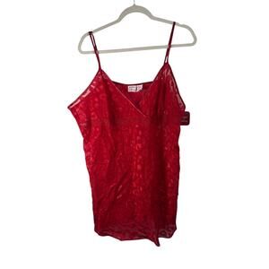 Gilligan O'Malley Red Leopard Lace Sheer Babydoll Tank Top Y2K Womens XXXL